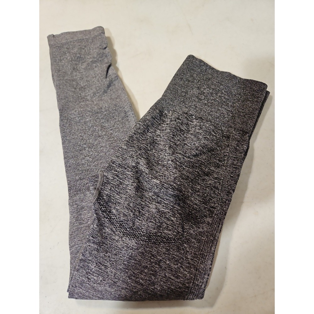 Gymshark Gray Seamless Athletic Leggings Womens sz Large Logo Front/back(A726)